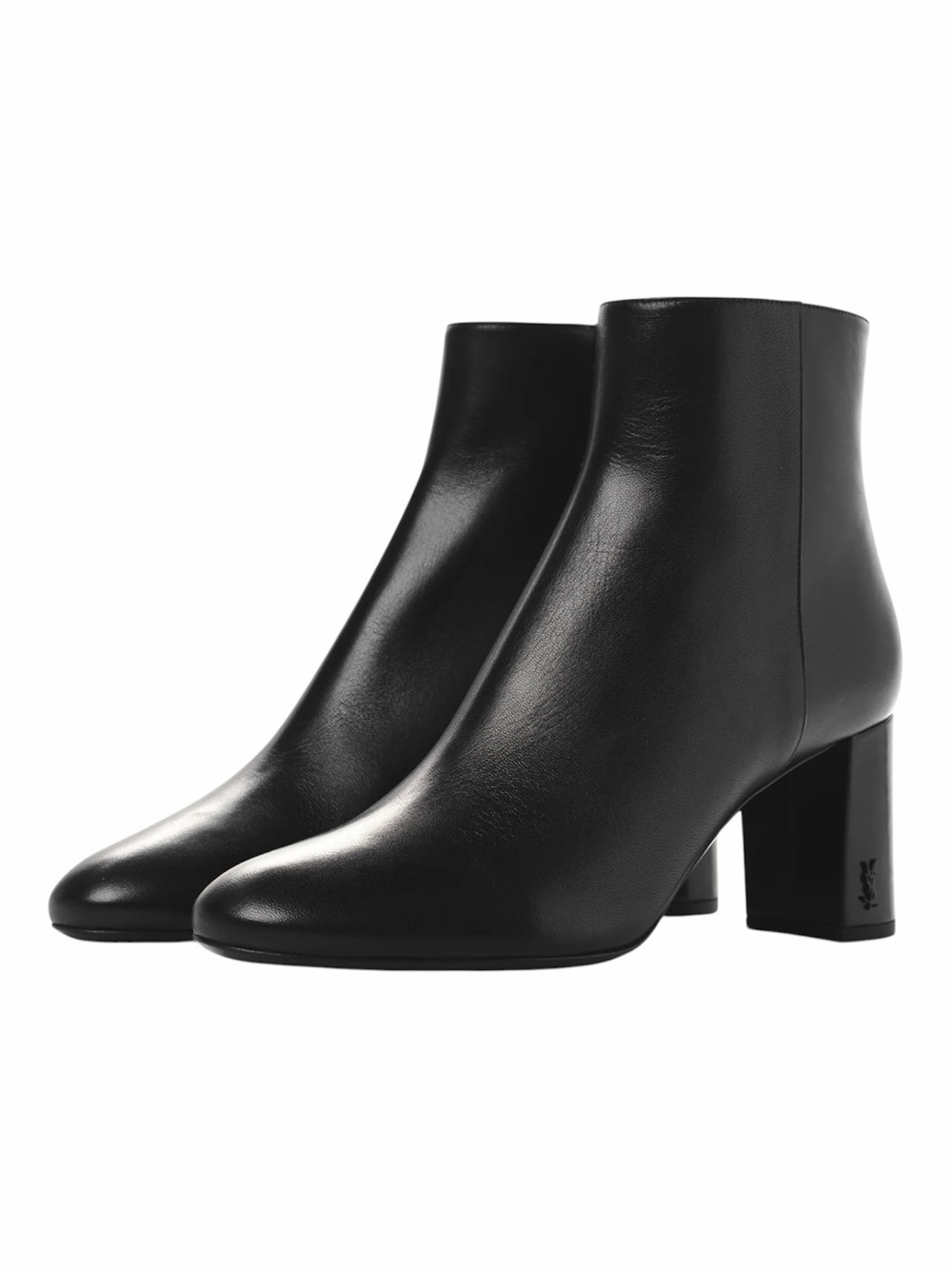 NEW Saint Laurent Nappa Loulou Black Leather Block Heel Ankle Boots Size 37.5